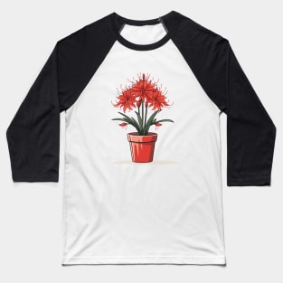Red Spider Lily lycoris radiata in the pot in vector style Baseball T-Shirt